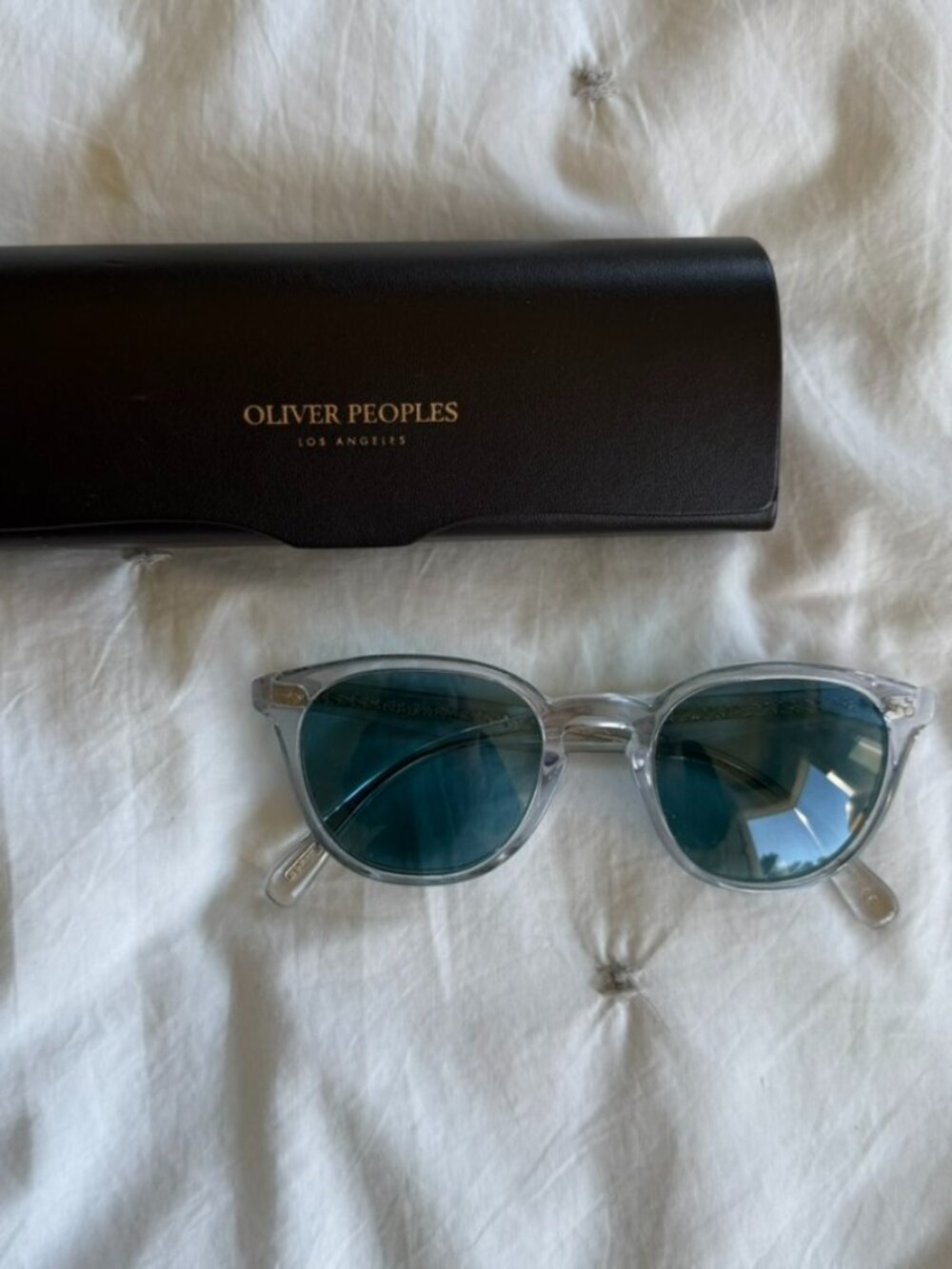 Oliver Peoples Desmon Sun OV5454SU Crystal Teal Polarized Sunglasses with Case